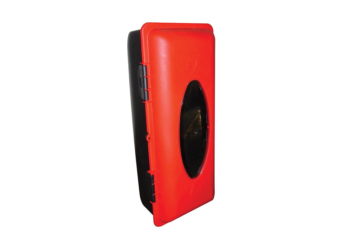 Extinguisher box 6kg red adjustable clip belt